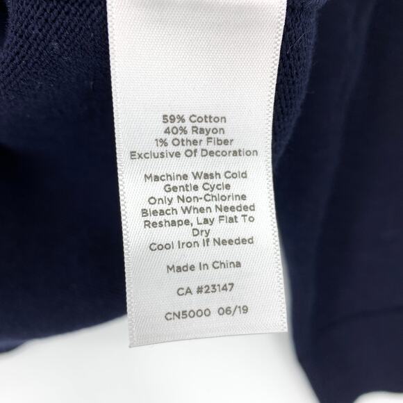 Talbots Holiday Sweater Crew Neck Womens LP Navy Blue Polar Bears in Santa Hats - Picture 6 of 7